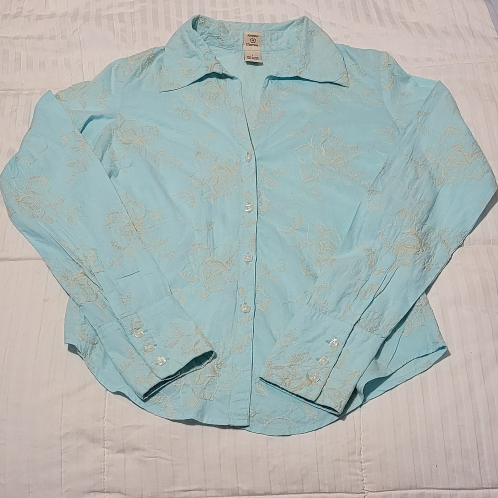 Women's Light Blue Button Down Shirt